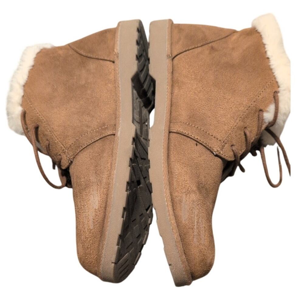 Makalu Kora Brown Faux Suede Faux Fur Ankle Boots Size 10 Winter Cozy Comfort - Picture 3 of 7